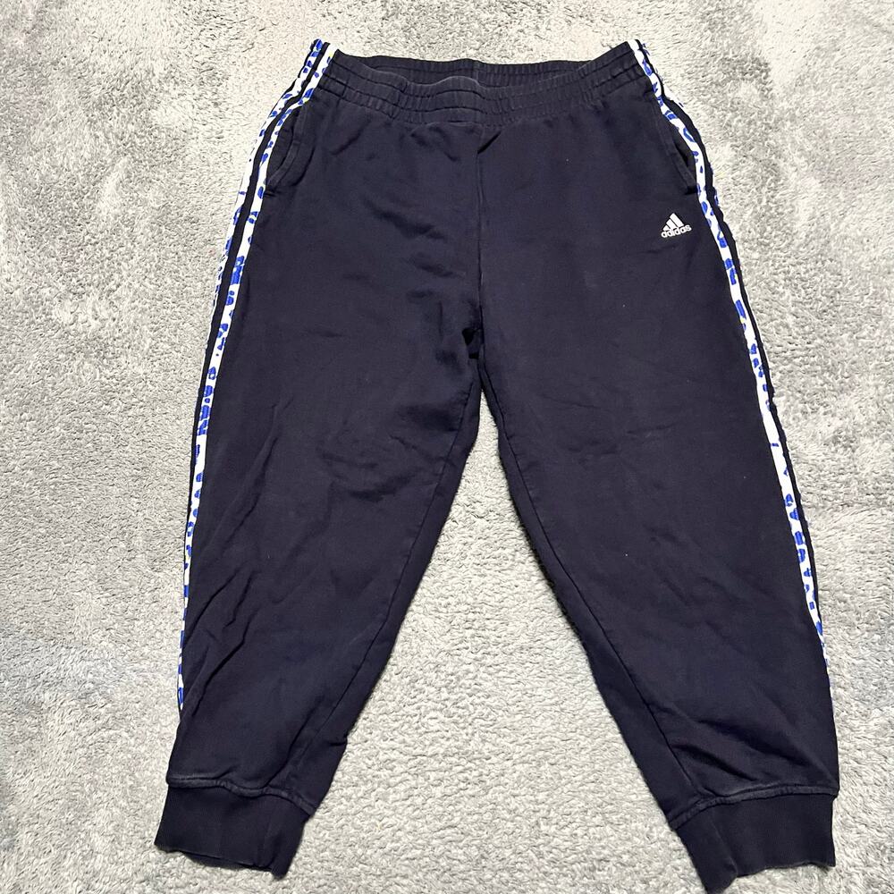 adidas Pants Womens XL Navy Essentials Animal Print 7/8 Jogger IS2156